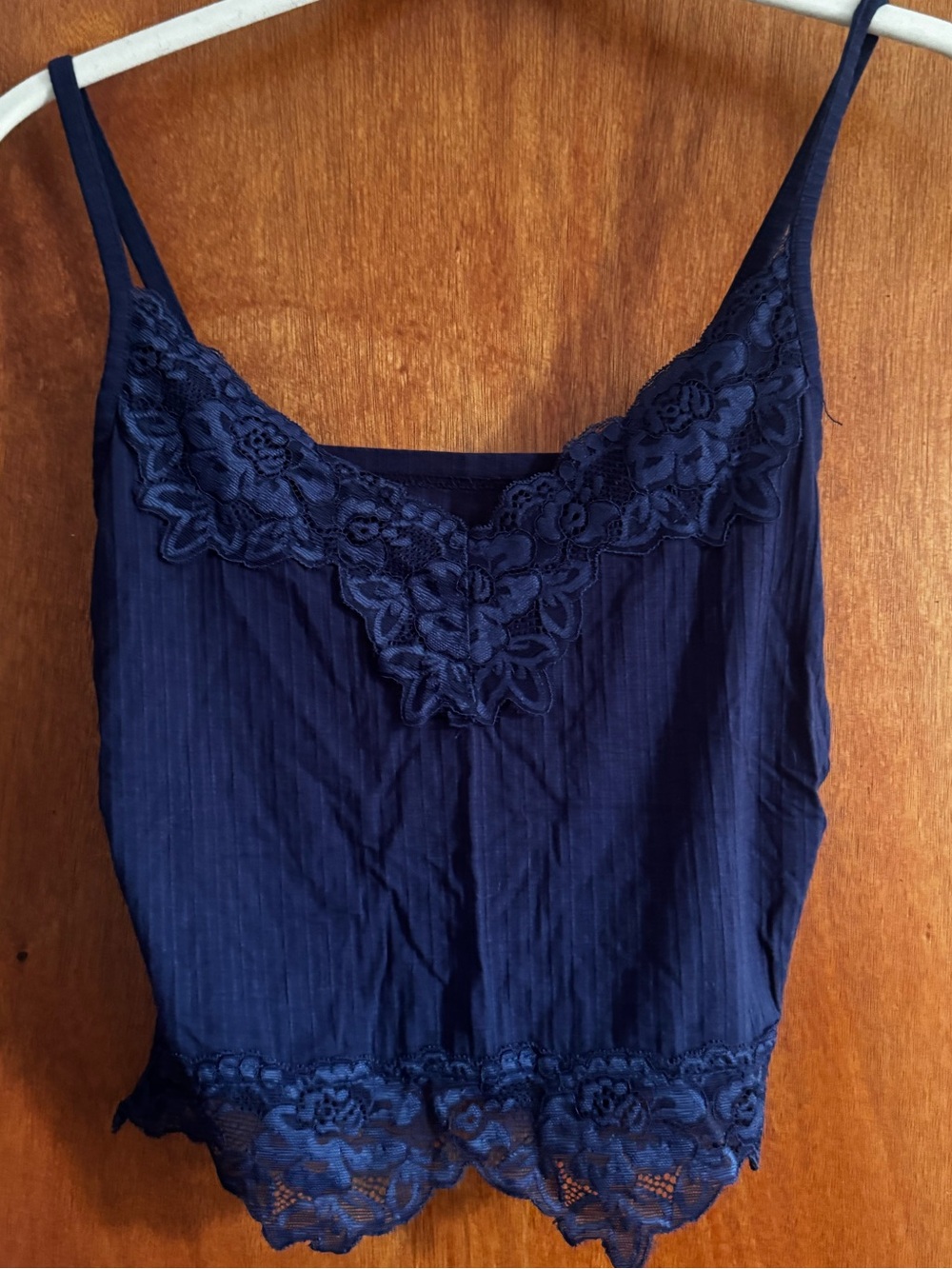 Navy Lace Trim Camisole Tank Top